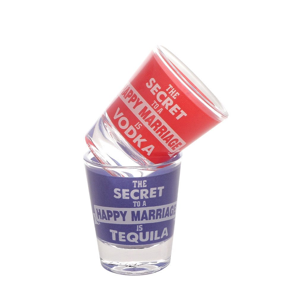The Secret To A Happy Marriage Is Vodka &amp; Tequila Shot Glass - 60ml (Set of 2)