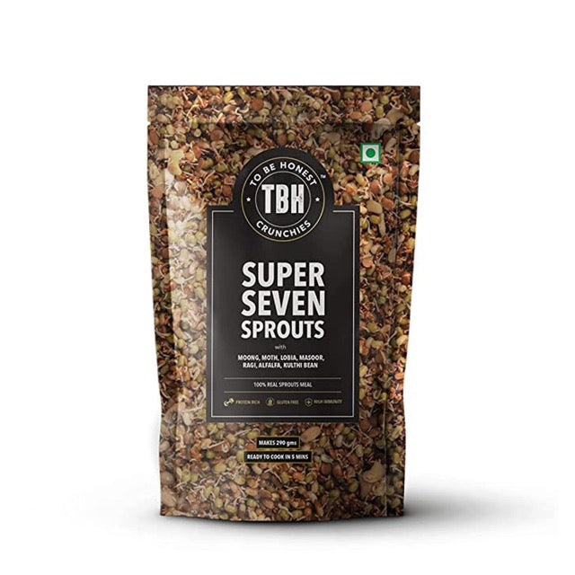 TBH Super 7 Sprouts with Moong, Moth, Masoor, Lobia, Ragi, Alfa Alfa and Kulthi - 95g (Pack of 4)-Boozlo