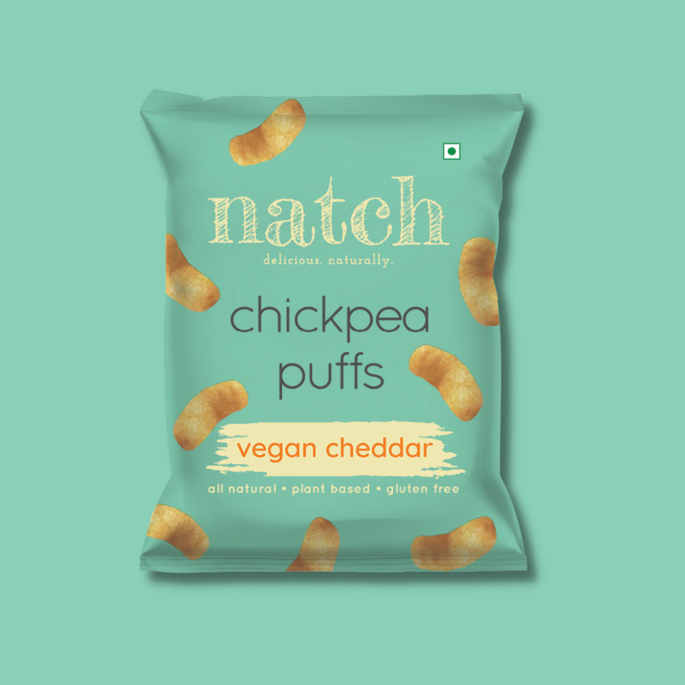 Natch Chickpea Puffs Vegan Cheddar (Pack of 3) - Boozlo
